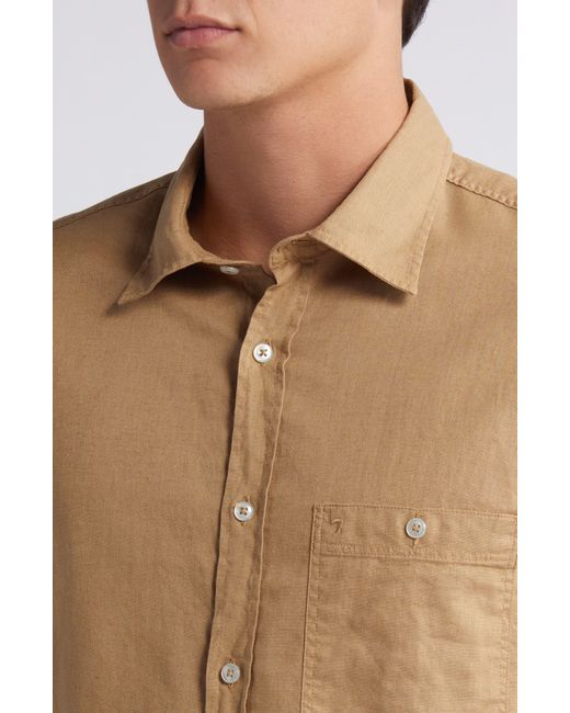 7 For All Mankind Natural Solid Cotton & Linen Button-up Shirt for men