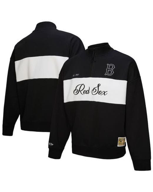 Mitchell & Ness Black Boston Sox Quarter-Zip Pullover Top