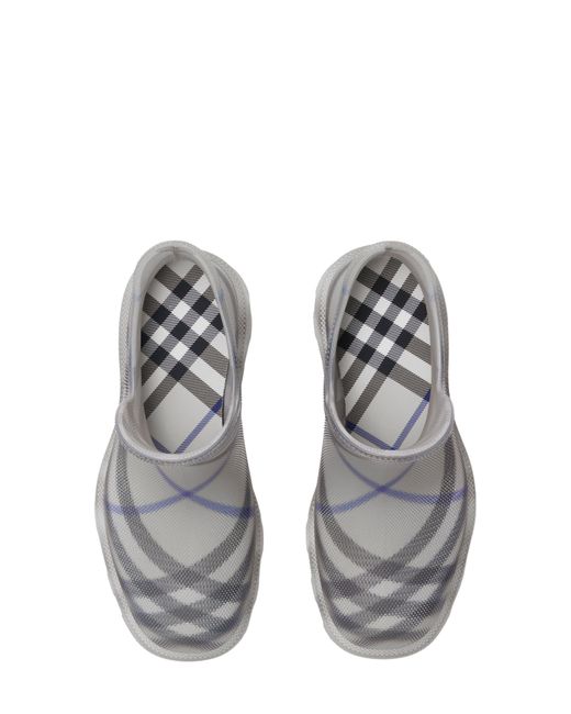 Burberry White Marsh Check Textured Ankle Boot