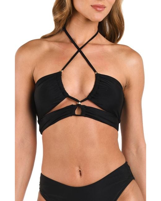 L'Agence Black Sirena Solid Bikini Top