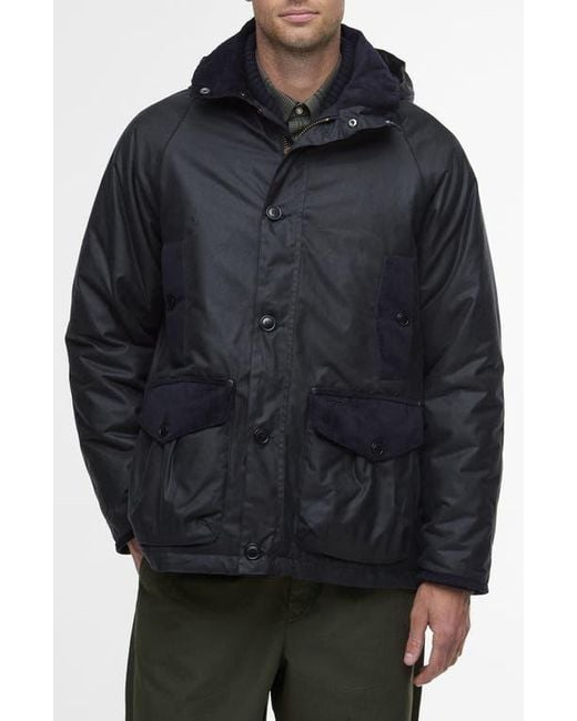 Barbour Men's Black Modern Waxed Cotton Jacket With Removable Hood
