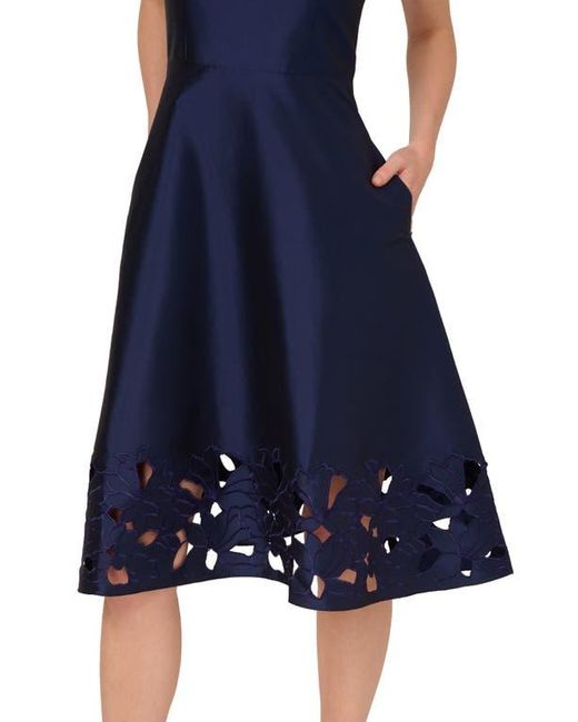 Adrianna Papell Cutwork Detail Taffeta Cocktail Dress in Blue | Lyst Adrianna Papell Cutwork Detail Taffeta Cocktail Dress in Blue | Lyst
