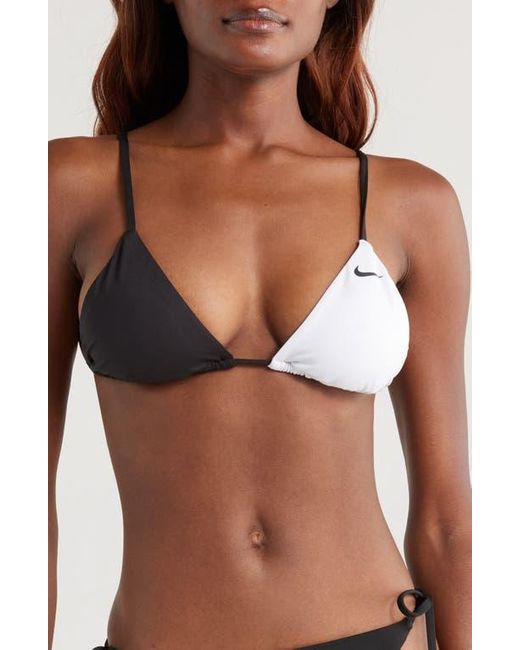 Nike White Colorblock Triangle Bikini Top