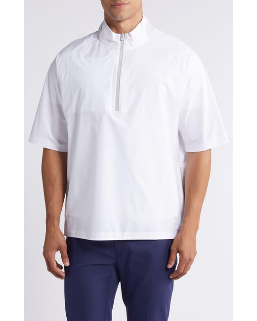 Johnnie-o White Stealth Stowable Short Sleeve Pullover Rain Jacket for men