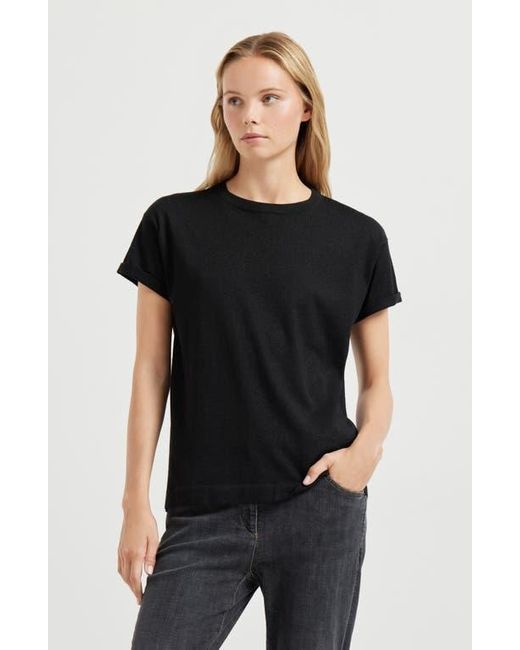 Brunello Cucinelli Black Cashmere And Silk Lightweight Sweater
