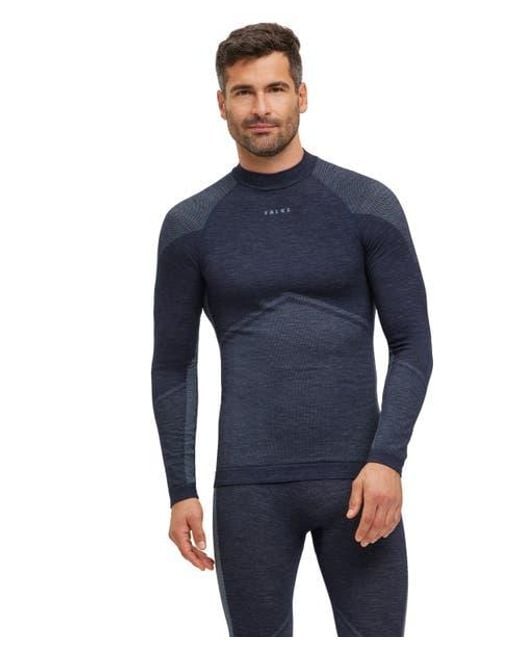 Falke Blue Wool Tech Trend Base Layer Top for men