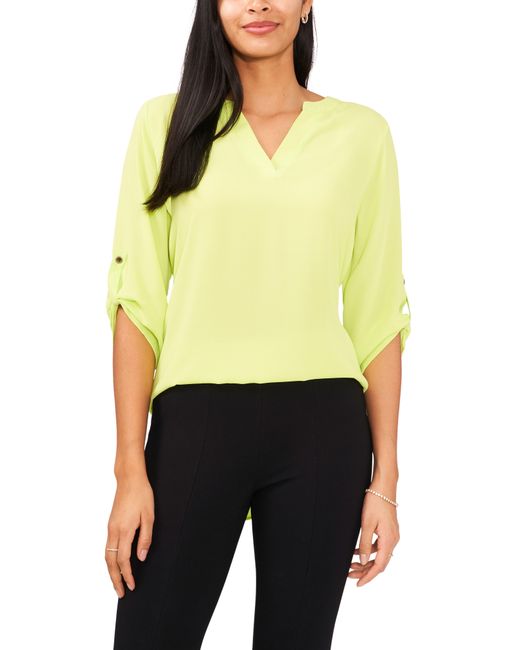 Chaus Yellow Split Neck Blouse