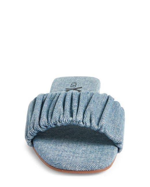 Yosi Samra Blue Naomi Ruched Slide Sandal