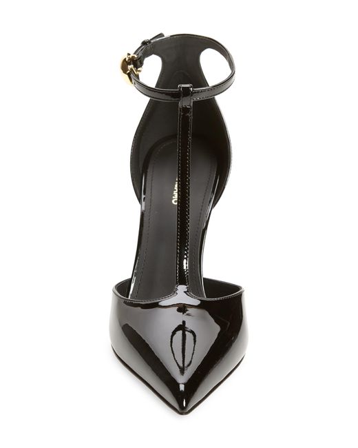 Ferragamo Black Odette Pointed Toe T-strap Pump