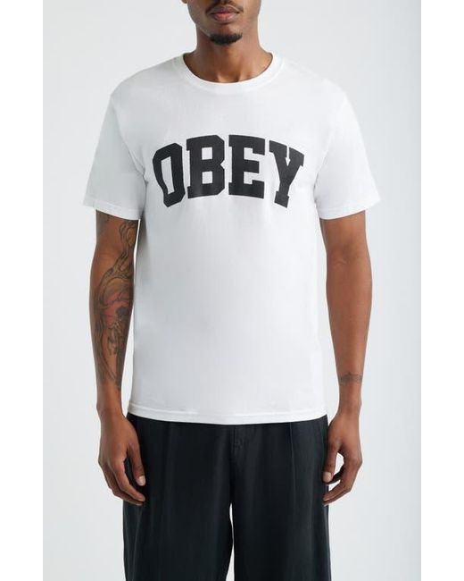 Obey White Collegiate Graphic T-Shirt for men