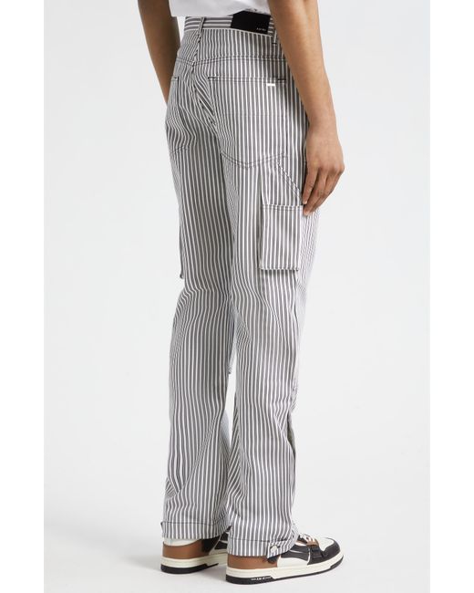 Amiri Gray Motors Stripe Cotton Carpenter Pants for men