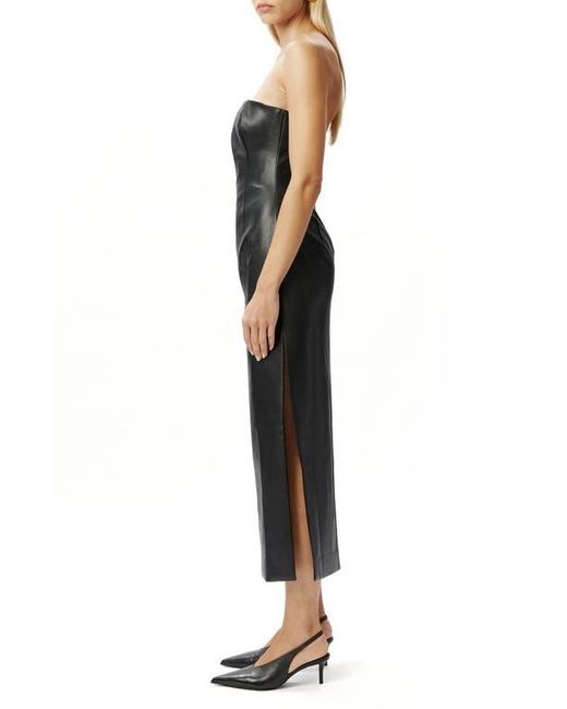Bardot Black Eleni Strapless Plunge Neck Faux Leather Midi Dress