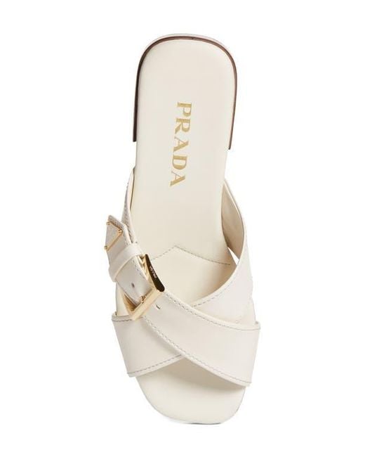Prada White Square Toe Flat Sandal
