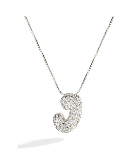 Mint & Lily Metallic Pave Bubble Initial Necklace