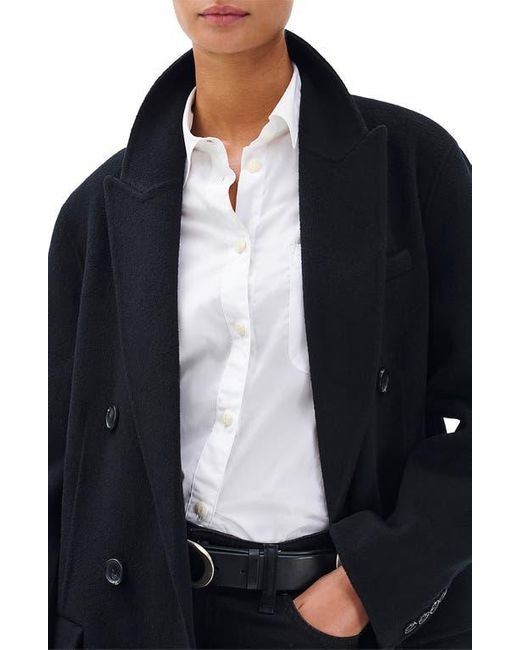 Rag & Bone Black Vasso Double Breasted Wool Blend Coat