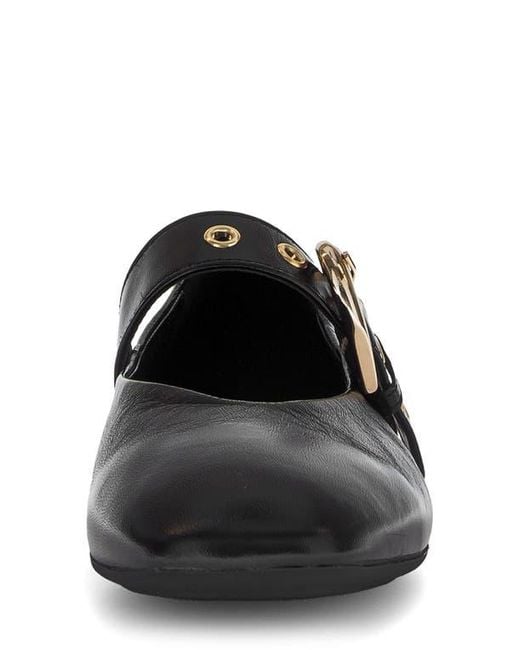 Gabor Black Leather Mary Jane Flat