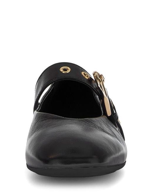 Gabor Black Leather Mary Jane Flat