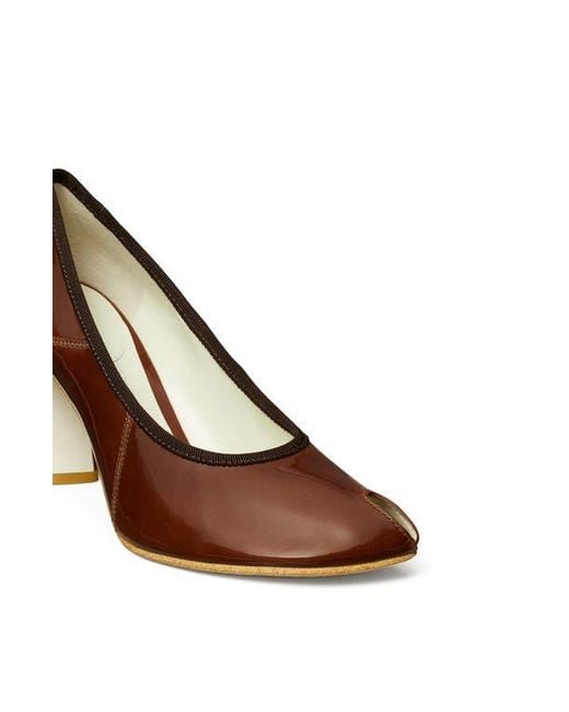 Tory Burch Brown Peep Toe Pump