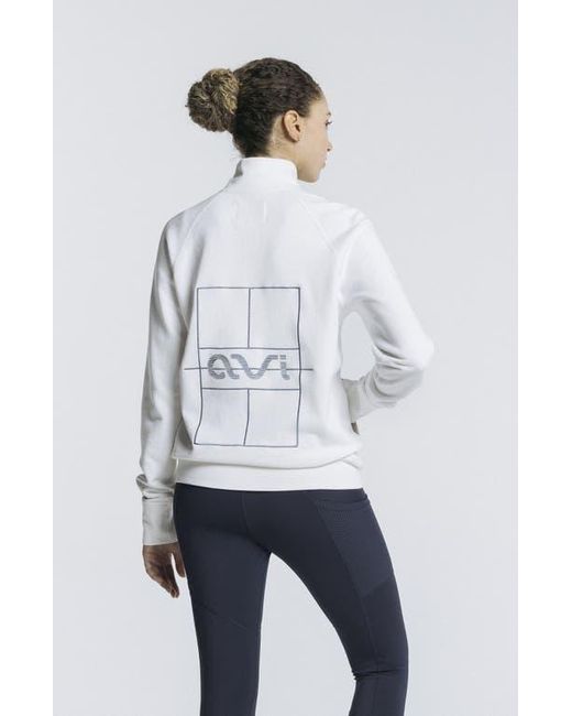AVI White Pickleball Warmup Pullover