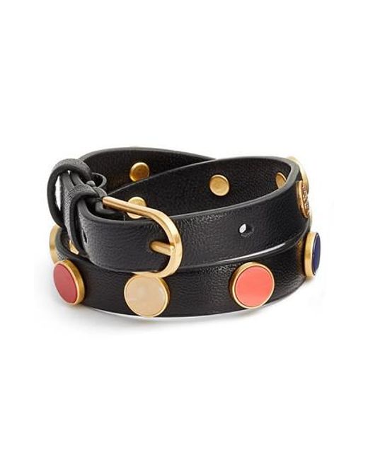 Lyst Tory Burch Leather Wrap Bracelet In Black Tory Burch Black Leather Wrap Bracelet Lyst