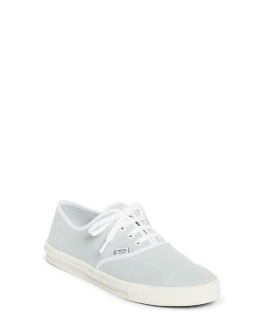 Prada White Drill Canvas Low Top Sneaker