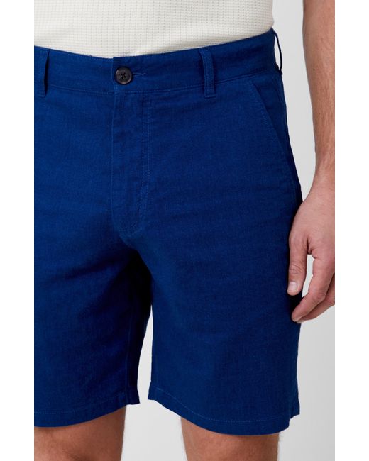 French Connection Blue Linen Blend Shorts for men
