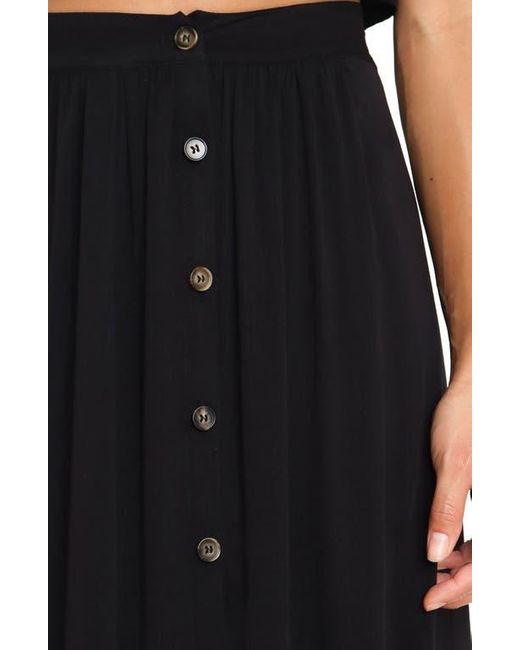 Petal & Pup Black Ava Button Front Midi Skirt
