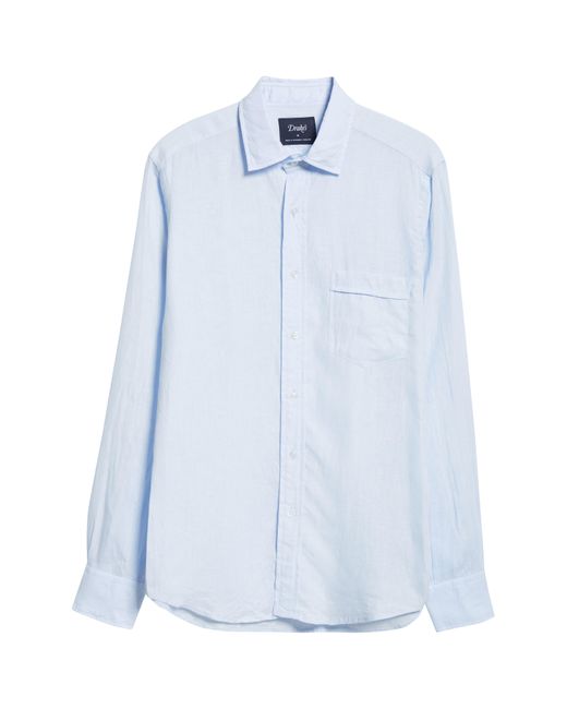 Drake's Blue Linen Button-up Shirt for men