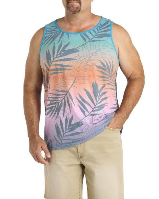 True Nation by DXL Blue Big & Tall Multi Leaf Print Sleeveless T-Shirt for men