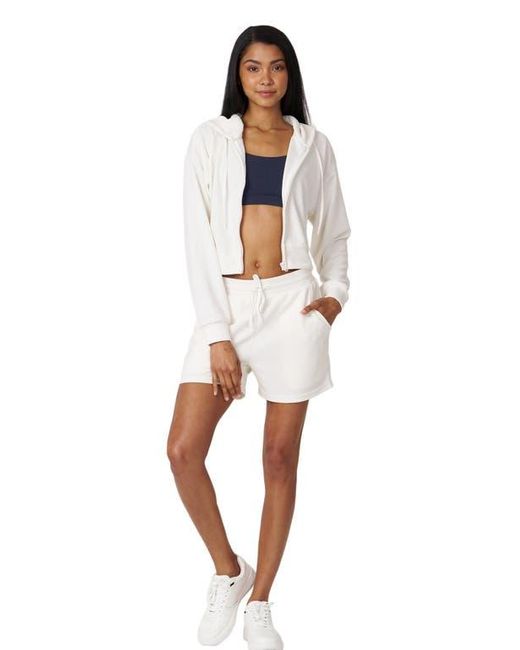 Rebody Active White Retreat Waffle Zip Up Jacket