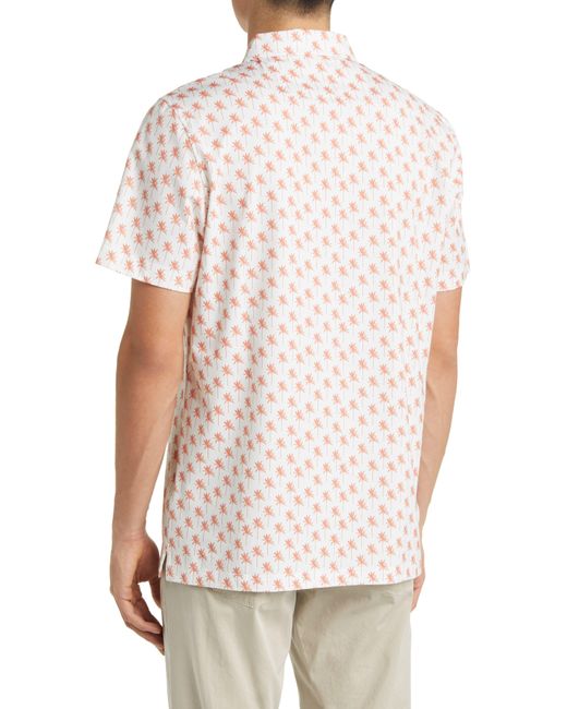 Bugatchi Pink Victor Ooohcotton Palm Print Polo for men