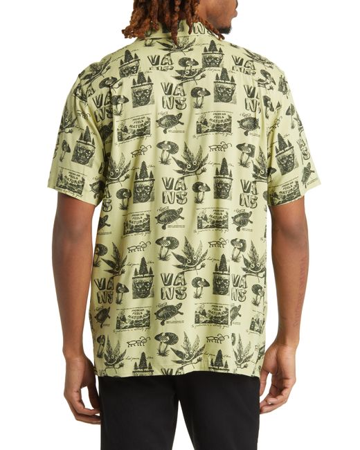 Vans Green Otis Botanical Print Short Sleeve Button-up Shirt for men