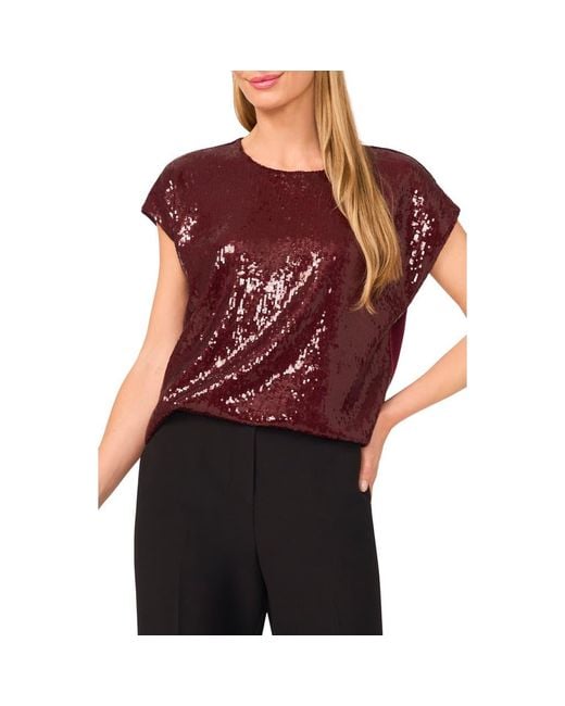 Halogen® Red Sequin Cap Sleeve Top