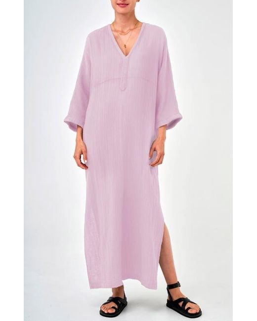 ocean + main Pink Gauze Arc Seam Caftan