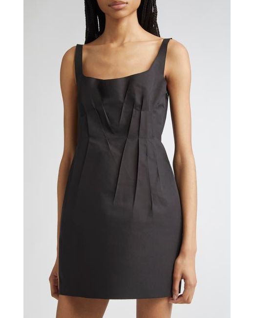 Marni Black Pleated Square Neck Minidress