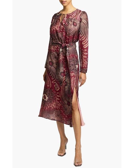 Santorelli Red Tessa Long Sleeve Midi Fit And Flare Dress