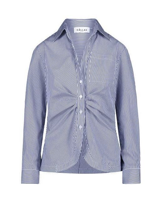 Callas Milano Blue Sierra Classic Stripe Poplin Shirt