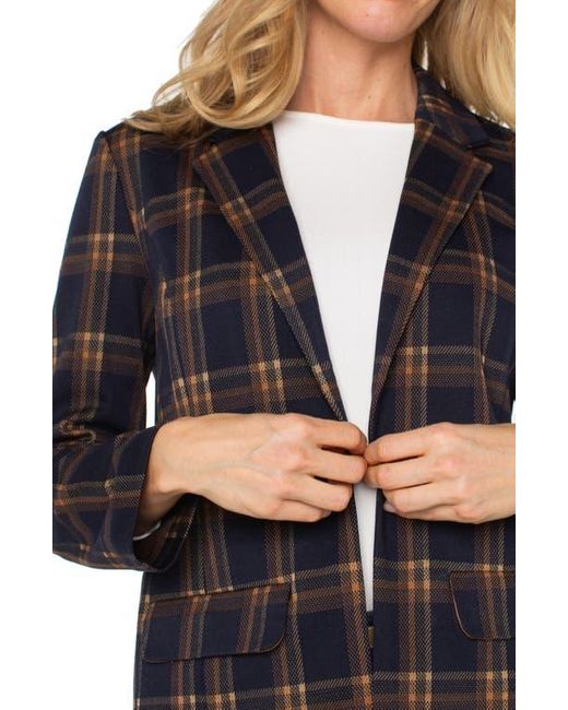 Liverpool Los Angeles Black Plaid Notched Lapel Blazer