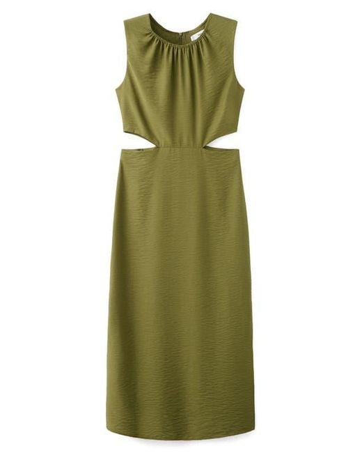 mango green cut out dress MANGO Cut-Out Linen-Blend Dress