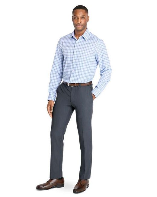 W.r.k. Blue Regular Fit Plaid Performance Dress Shirt for men