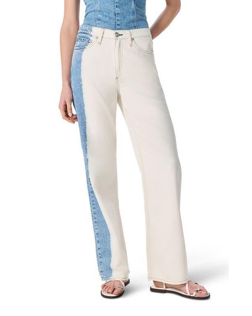 Rag & Bone Blue Featherweight Logan Two-Tone Mid Rise Wide Leg Jeans