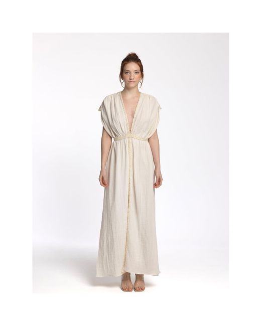Monlicia Natural Helen 100% Cotton Maxi Dress