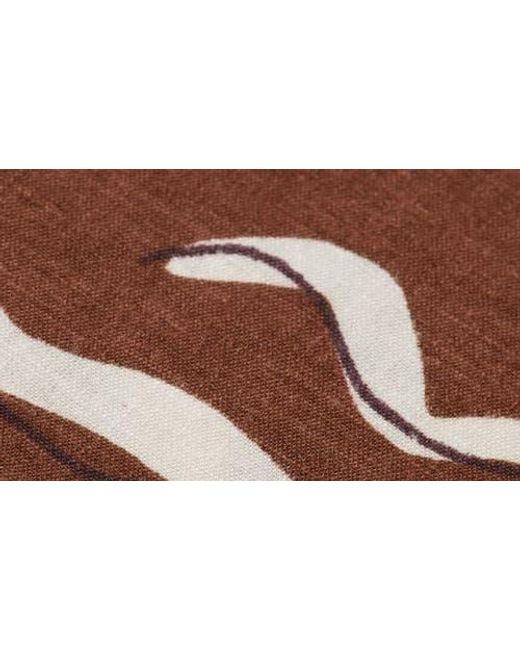 Scotch & Soda Brown Print Stretch Linen Blend Midi Wrap Skirt