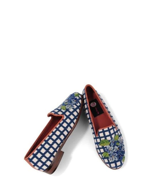 PAIGE White Needlepoint Checkered Hydrangea Flat