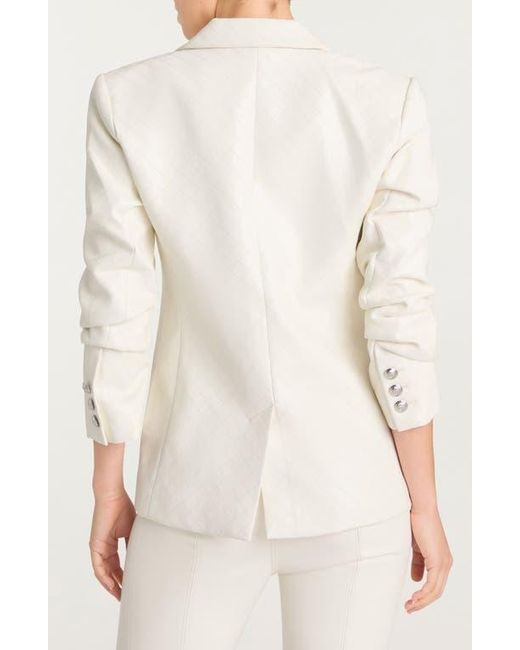 Cinq À Sept White Khloe Quilted Faux Leather Blazer