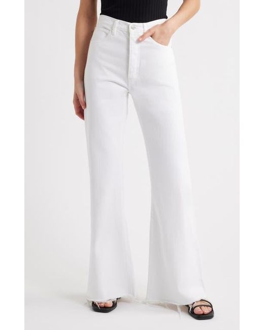 FRAME White The Lax Frayed High Waist Flare Jeans