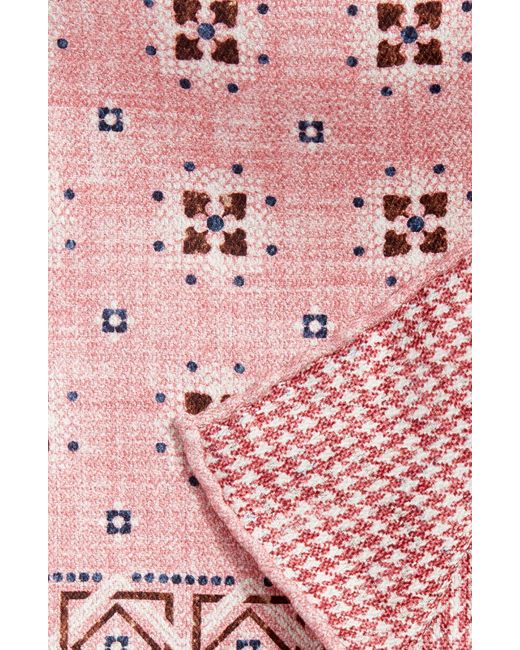 Edward Armah Pink Neat & Houndstooth Prints Reversible Silk Pocket Square for men