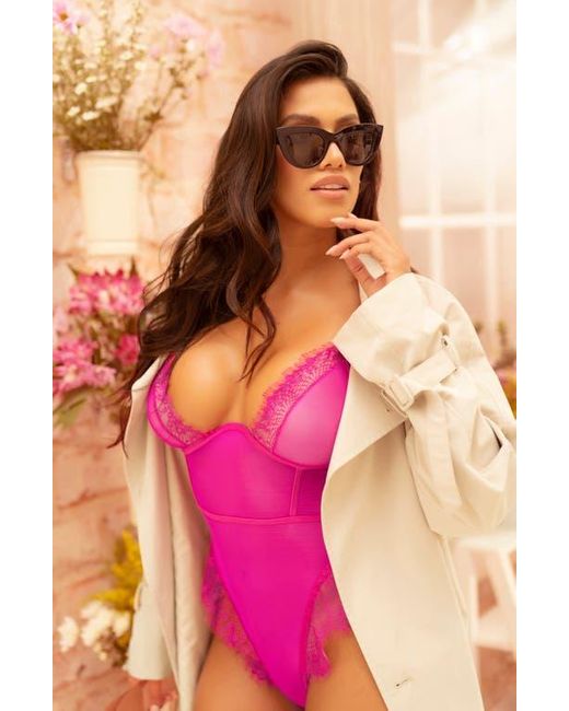MAPALE Pink Mesh & Lace Teddy