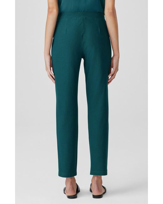 Eileen Fisher Green Slim Ankle Stretch Crepe Pants