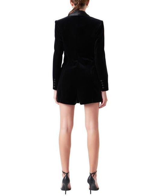 Endless Rose Long Sleeve Velvet Tuxedo Romper in Black Lyst